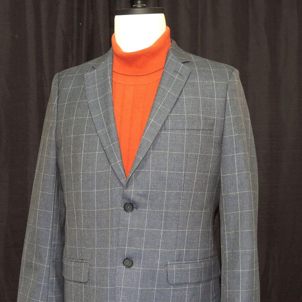 ***SOLD***      Banana Republic 40-R Gray Plaid SLIM FIT Wool Blend Men's Blazer